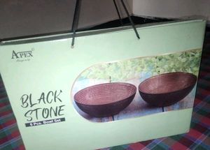 Black 🪨 Stone Bowl Set