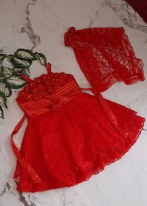 Party wear Red Frock for Kid Girls