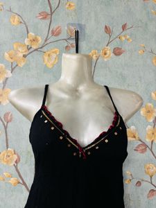 Black Embellished Cami Top