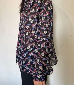 Balloon Sleeved Floral Shirt