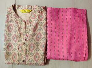 Collar Kurta Pant Set, Size-M