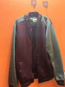 Burgundy & Gray WROGN Bomber Jacket