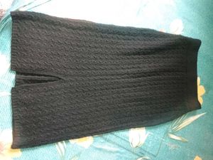 Black Cable Knit Mini Skirt