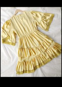 Golden Ruffle Tiered Dress