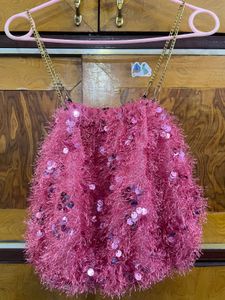 Pink Sequin Fringe Top XL