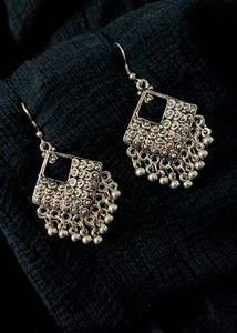 Silver Dangle Earrings (Black Metal)