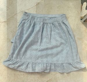 Blue Lace Ruffle Mini Skirt Size XS &amp; S