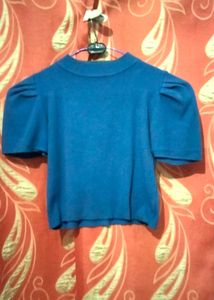 Blue Puff Sleeve Top