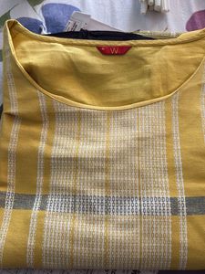 Yellow Checked Kurta-W