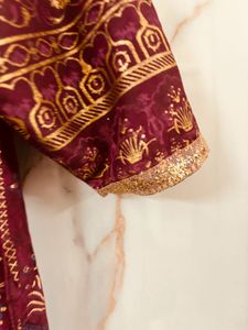 Maroon &amp; Gold Anarkali Dress