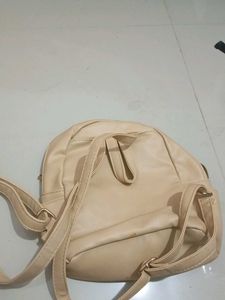 Cream Colour Glittery Backpack For Girls Or Women