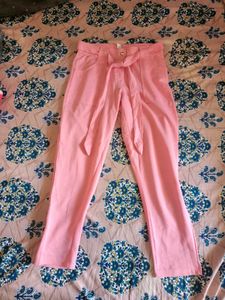 Pink Tie-Waist Pants