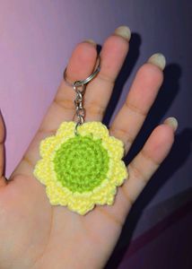 It is beautiful handmade crochet sunflower keychai