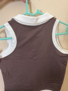 Studiofit Brown Polo Top