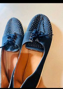 Blue studded flats