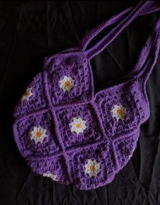 Purple Crochet Daisy Bag🌷🌸