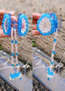 Blue Pearl Hair Clip