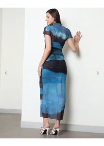shein blue abstract dress