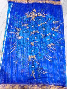 Elegant Blue Floral Saree
