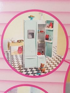 Barbie Doll Refrigerator &amp; cart Kitchen Playset