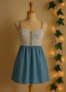 Denim & Lace Mini Dress