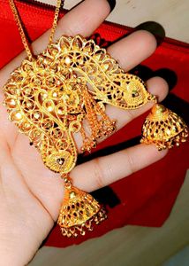 1 gram Elegant Gold-Plated Jhumka Neck