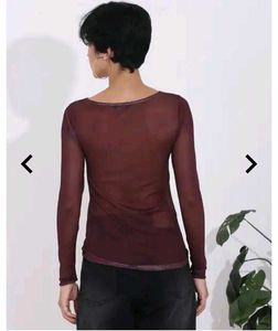 Sheer Burgundy Long Sleeve Top