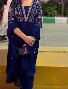 Elegant Blue Embroidered Kurta Set
