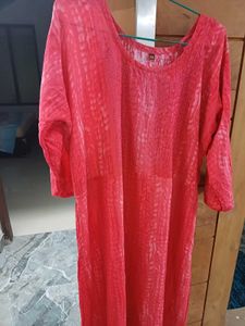 Red Embellished Kurta