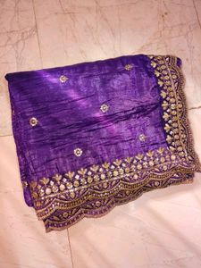 Purple Embellished Dupatta