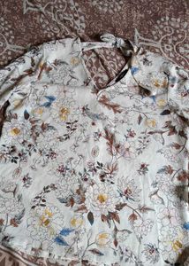 Floral Print Open Shoulder Top
