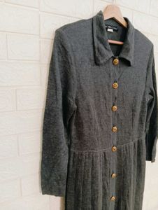 Vintage Gray Button-Down Dress