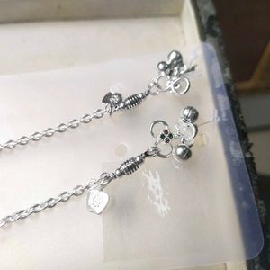 Pure Silver CZ Snack Chain ⛓️ Anklets पायल
