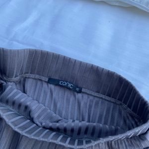 Y2K One Side Asymmetrical Grey Rib Pinterest Skirt