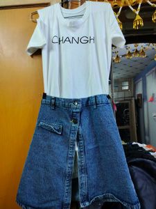 Denim Skirt & Tee Set