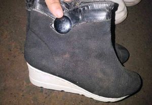 Black Wedge Heel Boots