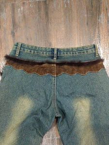 Fur Trim Flare Jeans