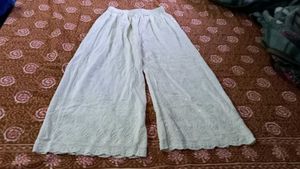 White Embroidered Palazzo Pants