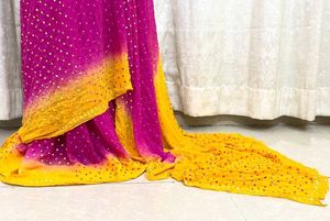 Elegant Pink &amp; Yellow Saree