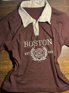 Boston Embroidered Polo Top