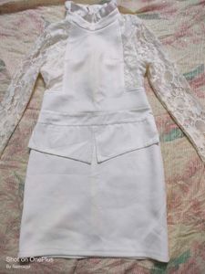 White Lace Sleeve Dress