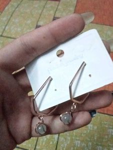 Rose Gold Dangle Earrings with Opalite