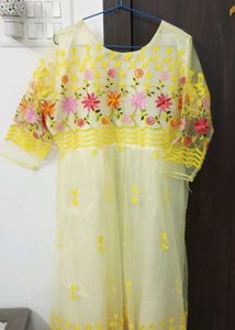 yello embroidery kurti