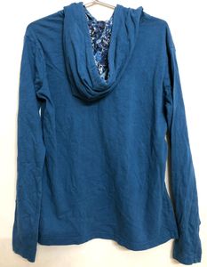 Free Form Blue Long Sleeve Hoodie