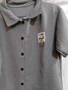 Gray Button-Down Top