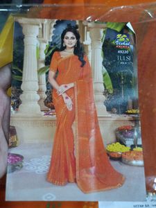 Orange Printed Saree