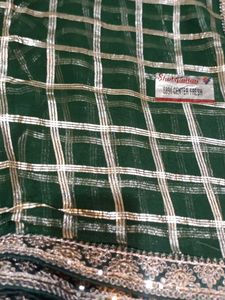 Green Checked Saree