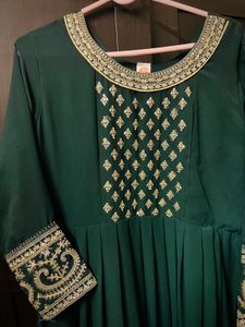 Festive Anarkali Kurti Deep Green