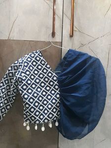 Navy Blue Embroidered Blouse