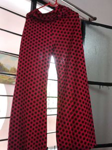 Red & Black Polka Dot Wide Leg Pants